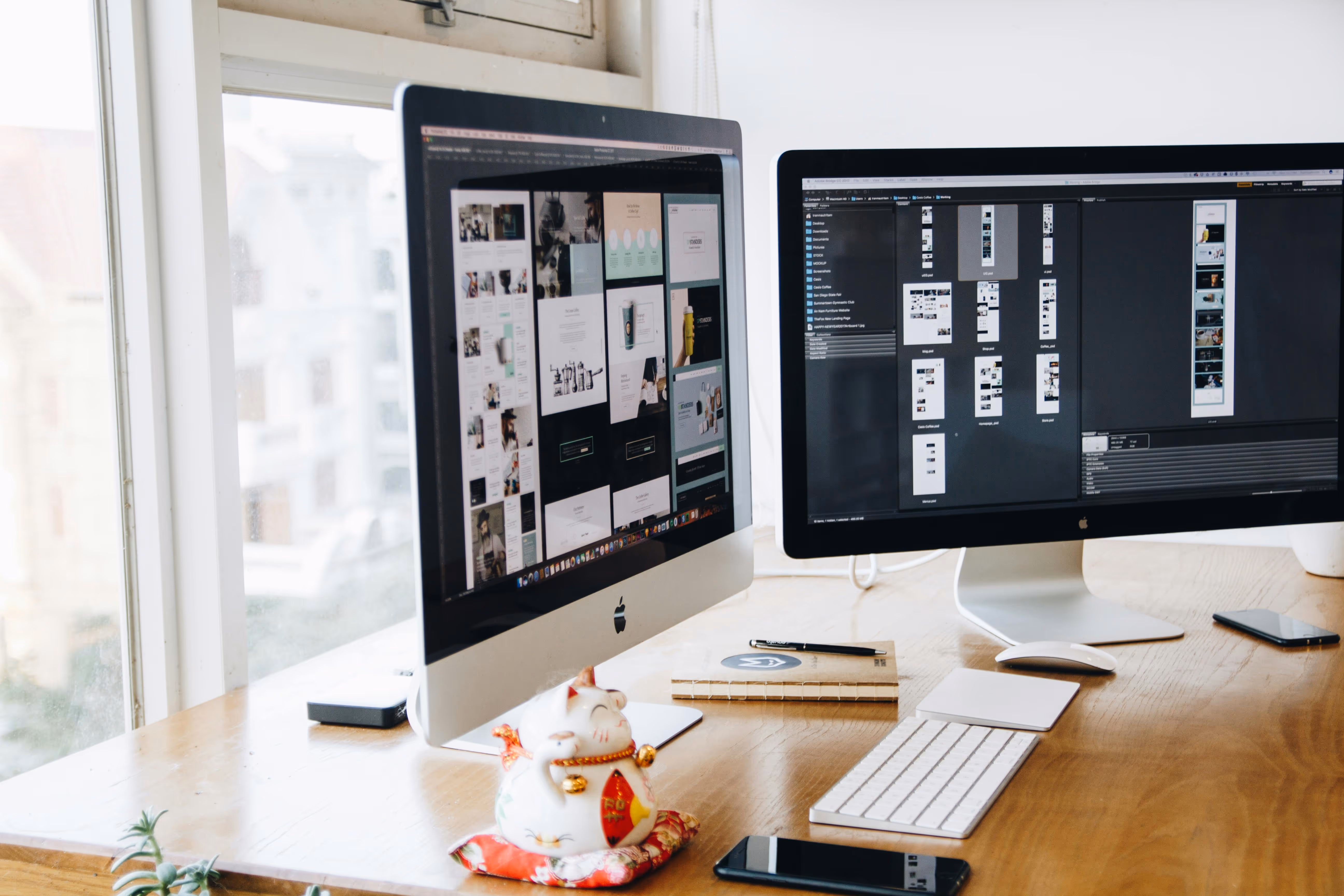 Illustration of a woman presenting data on a large screen with bar charts and a pie chart, symbolizing discovery, research, and strategic planning.
