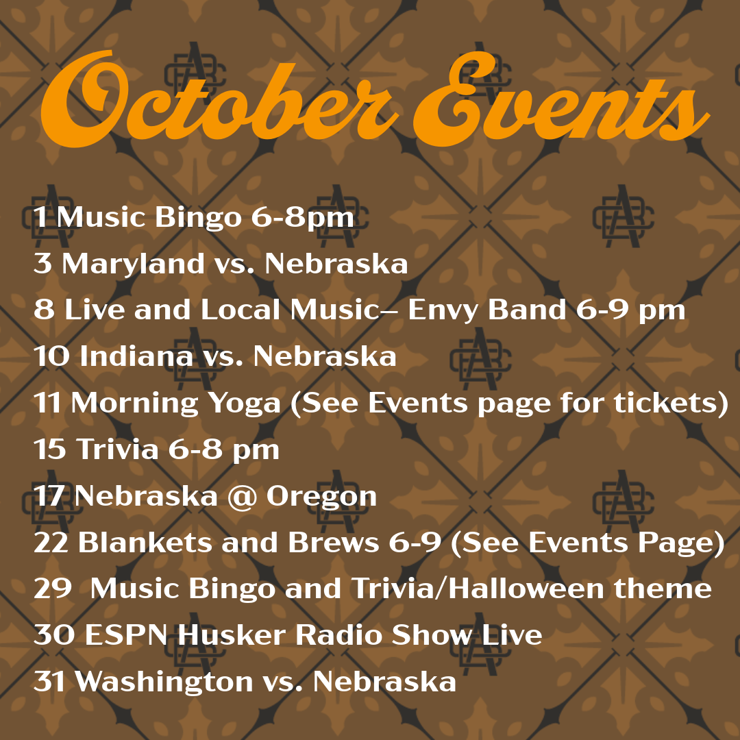 Come out to Ashland Brewing Company for these great events in the month of October!
