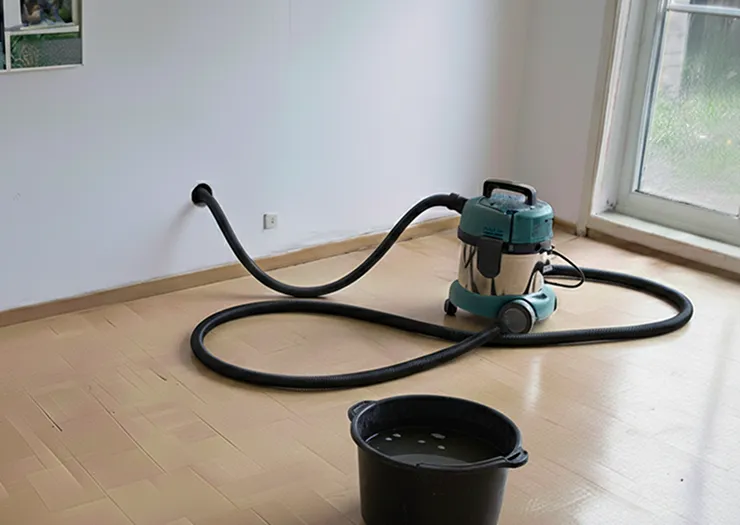 Ein Gerät für das Estrich-Spül-Verfahren in einem Wohnzimmer