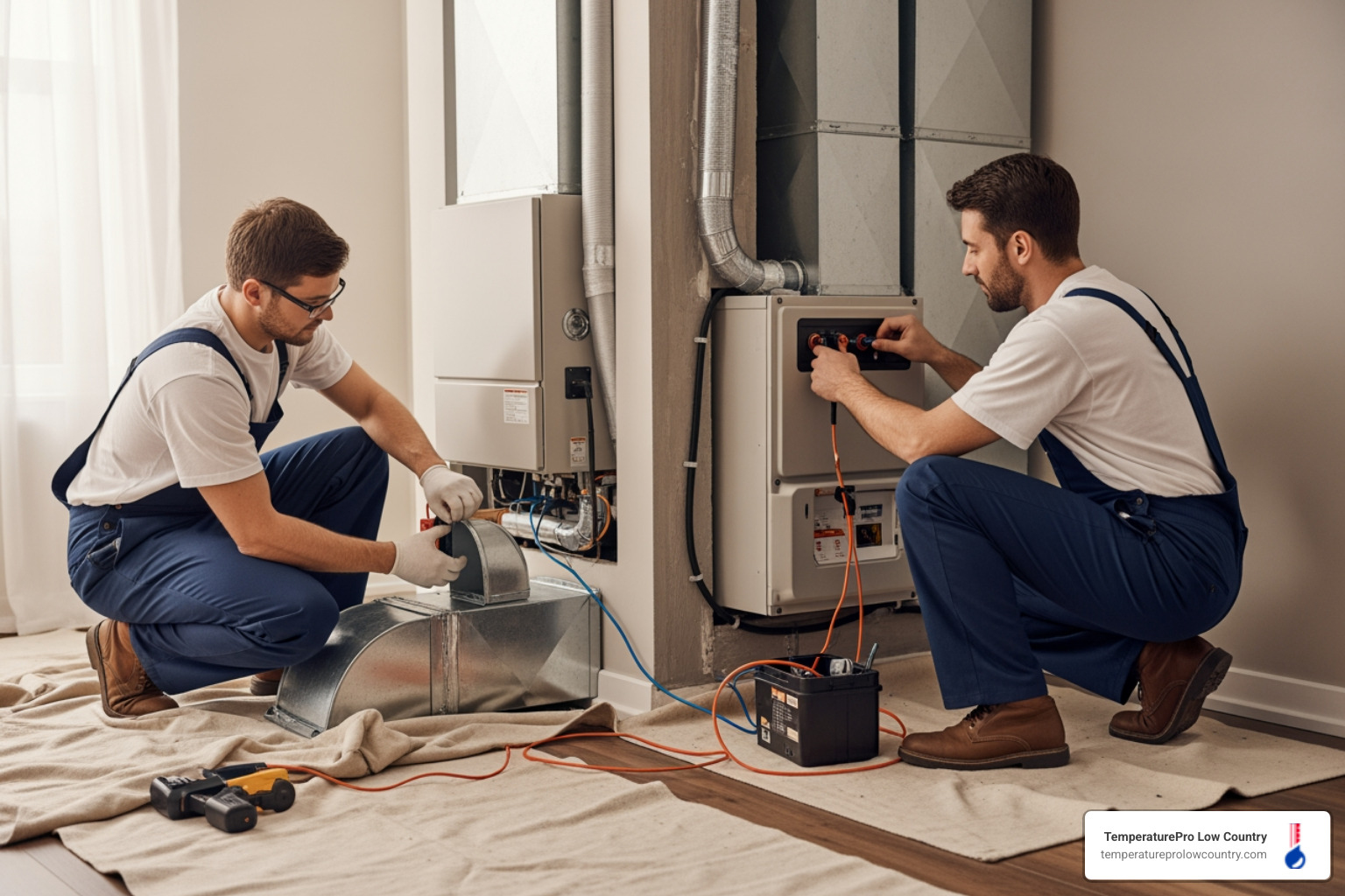 Clean, professional HVAC installation in progress - heating replacement in sea pines hilton head island sc Clean, professional HVAC installation in progress - heating replacement in sea pines hilton head island sc