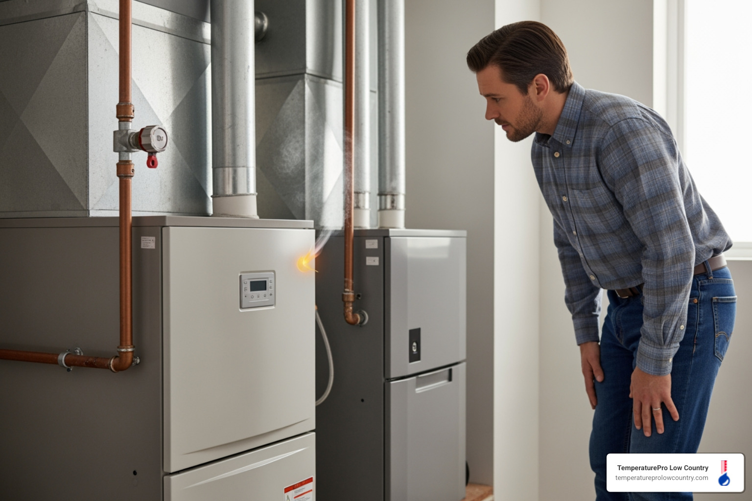 Infographic showing five common signs your furnace needs repair including no heat blowing cold air frequent cycling strange noises and pilot light problems - best furnace repair in bluffton, sc Infographic showing five common signs your furnace needs repair including no heat blowing cold air frequent cycling strange noises and pilot light problems - best furnace repair in bluffton, sc