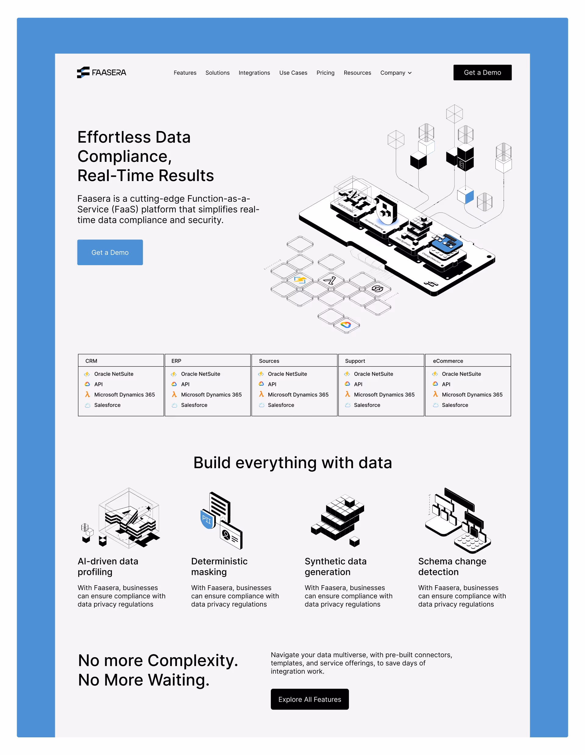 Homepage design for Faasera’s Webflow website
