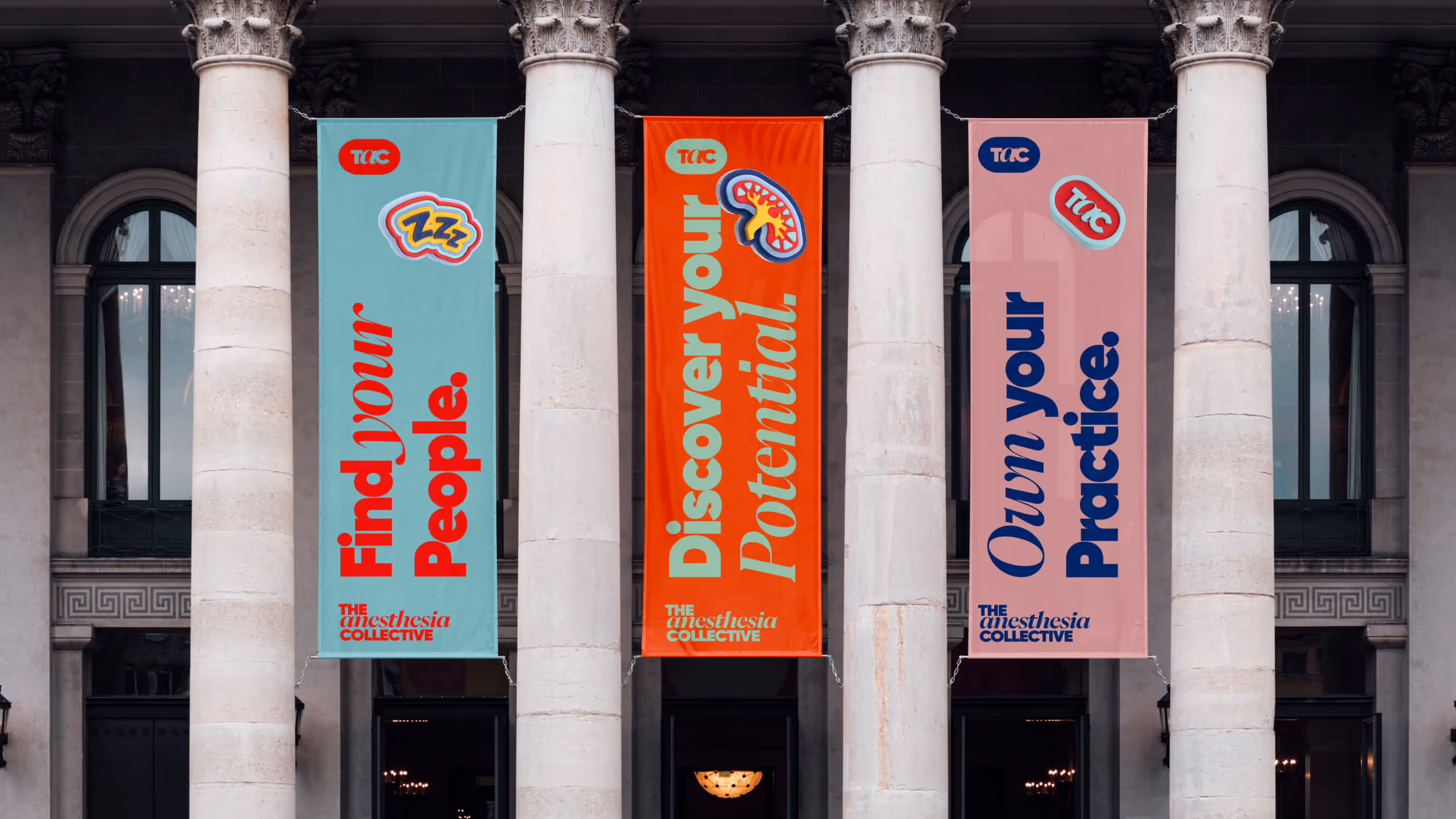 Dual-mode brand system for anesthesiology professional community