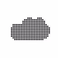 Black dots forming a stylized cloud shape on a white background.