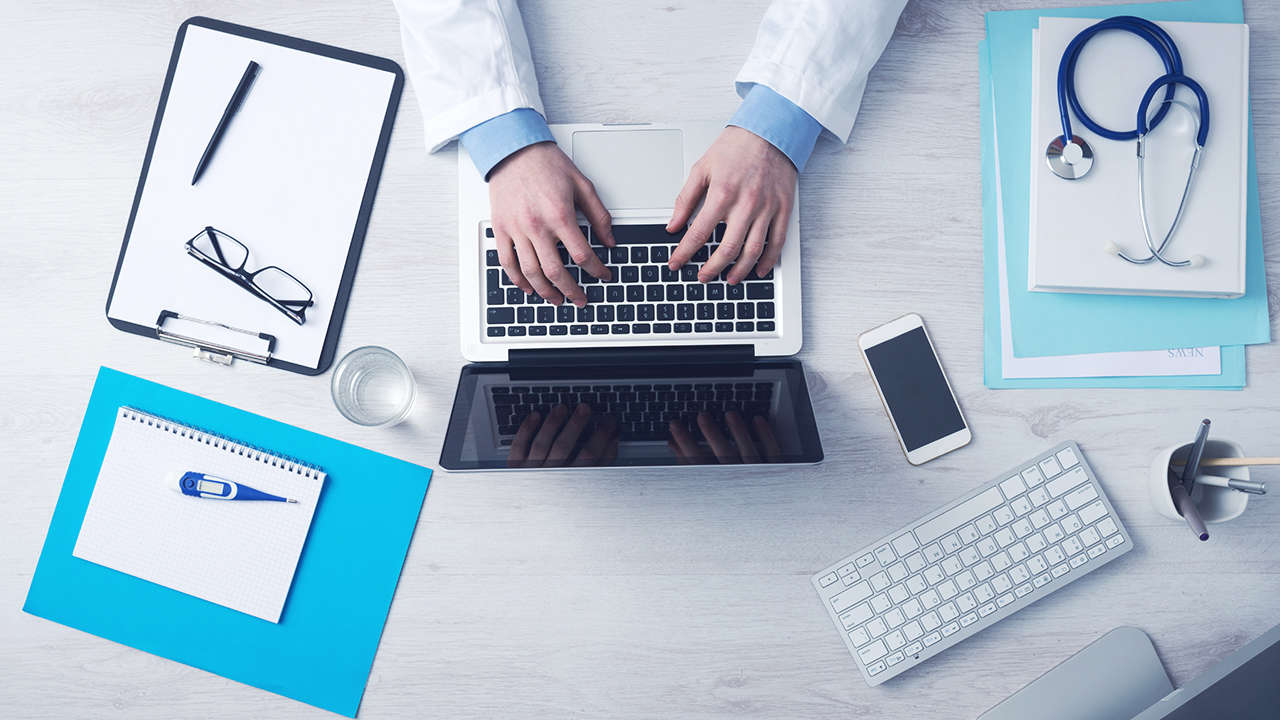 doctor workng at desk