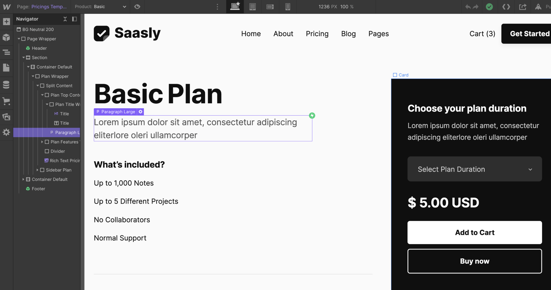 eCommerce Page - Saasly Webflow Template