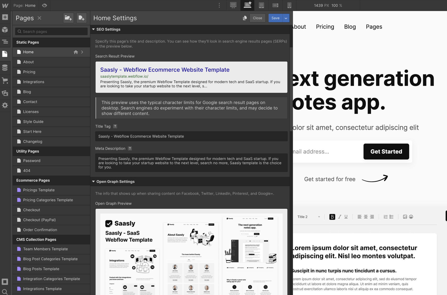 SEO - Saasly Webflow Template