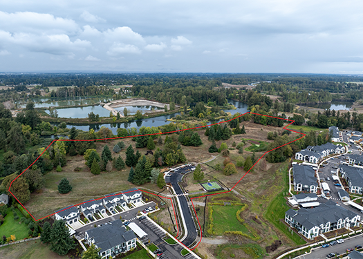 An aerial photo of Willow Bend park