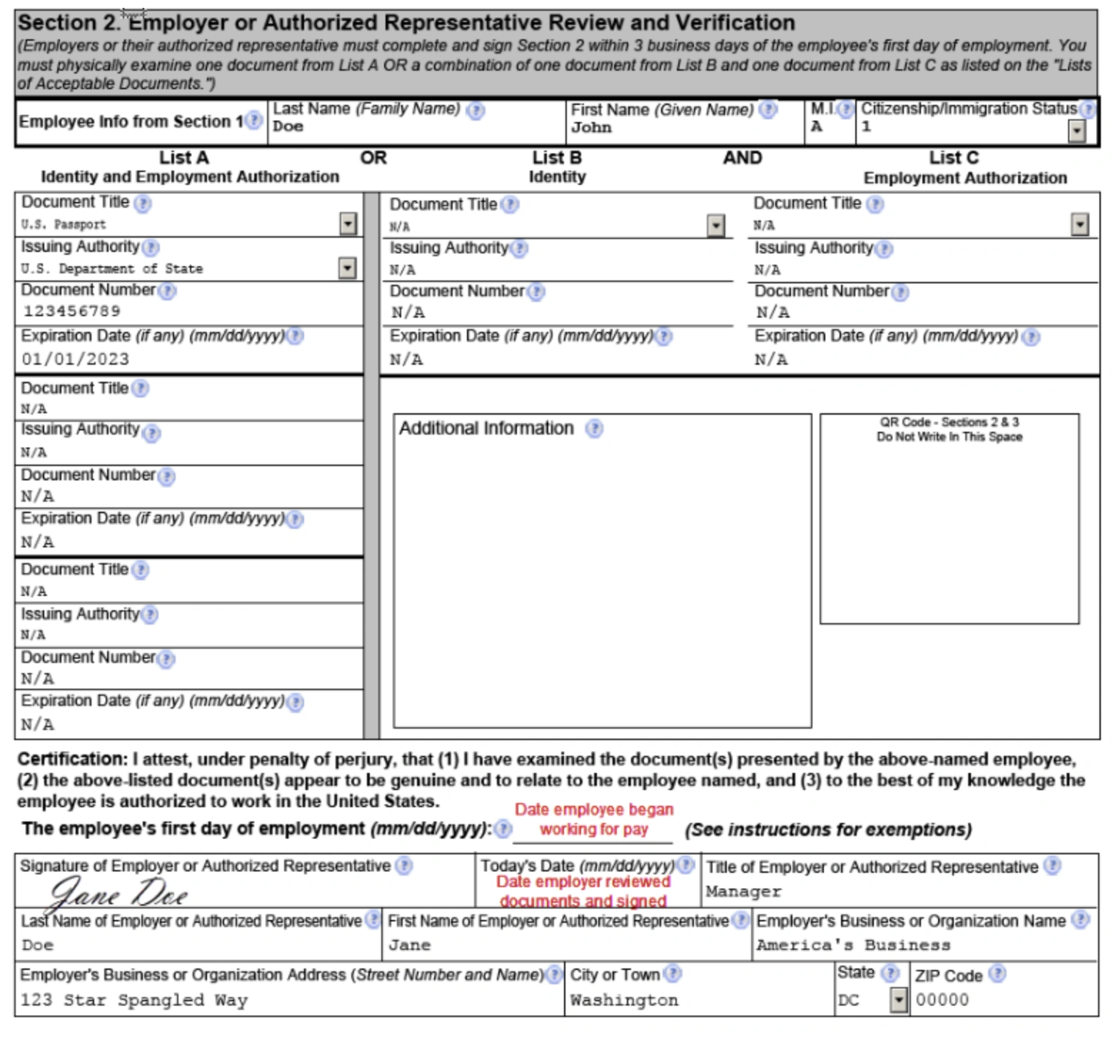Section 2 I9 Forms