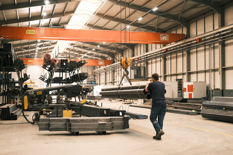 Interior of an industrial warehouse in Konya, Türkiye, showcasing heavy machinery and metalwork.