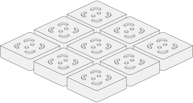 Top layer of a stacked isometric diagram with agents.
