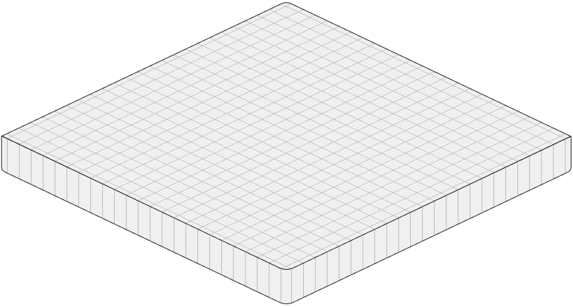 Top layer of a stacked isometric diagram with a grid matrix depicting the cloud.
