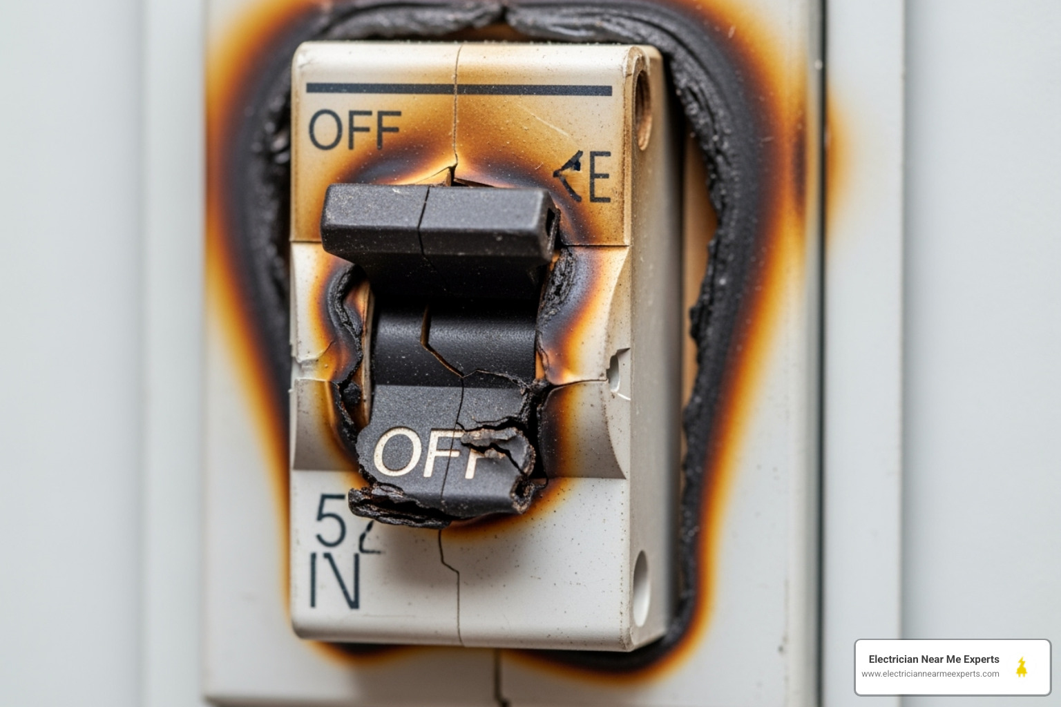 scorched and damaged circuit breaker switch - circuit breaker repair frisco