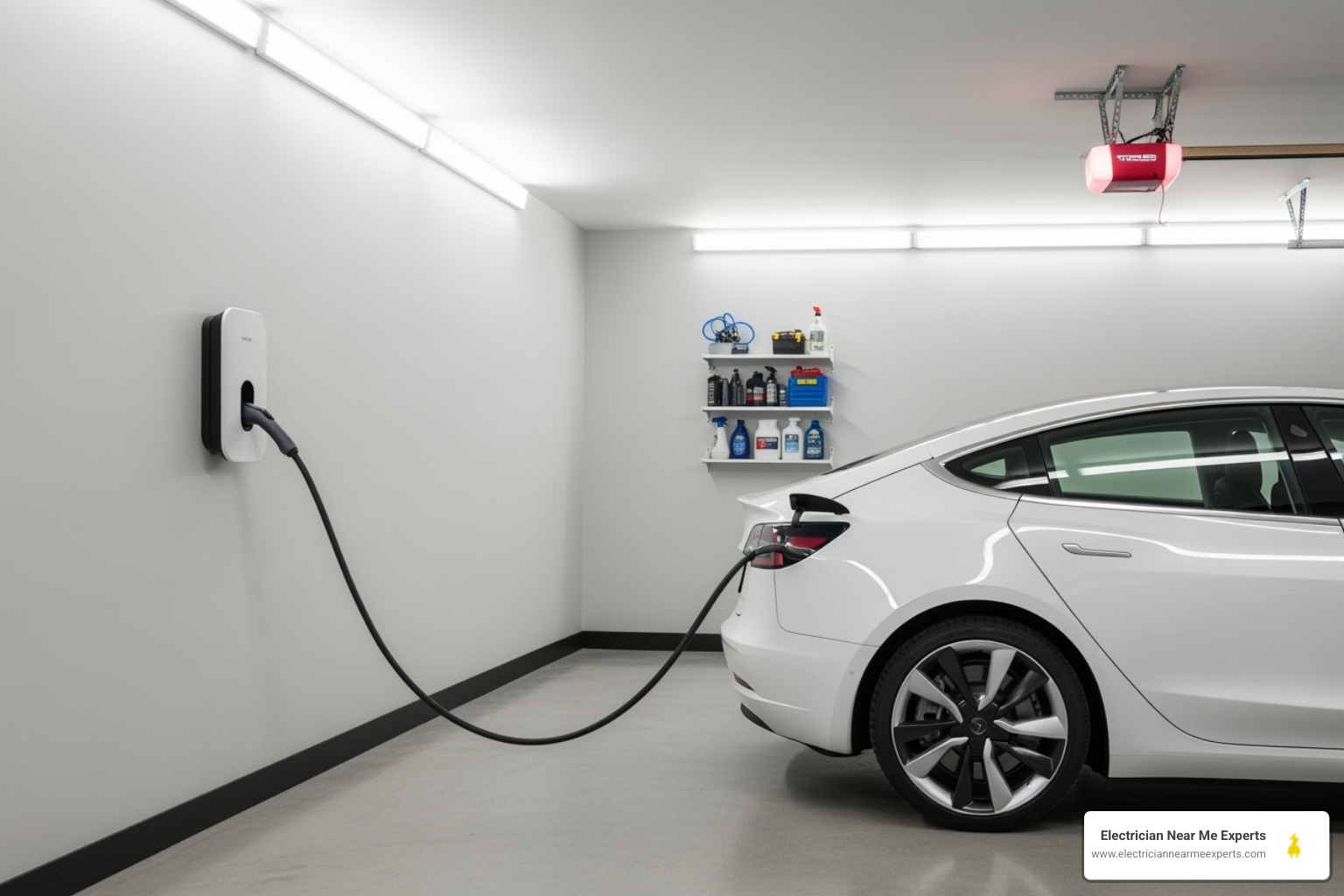 Optimal charger placement in a garage relative to the car's charge port - tesla charger install plano