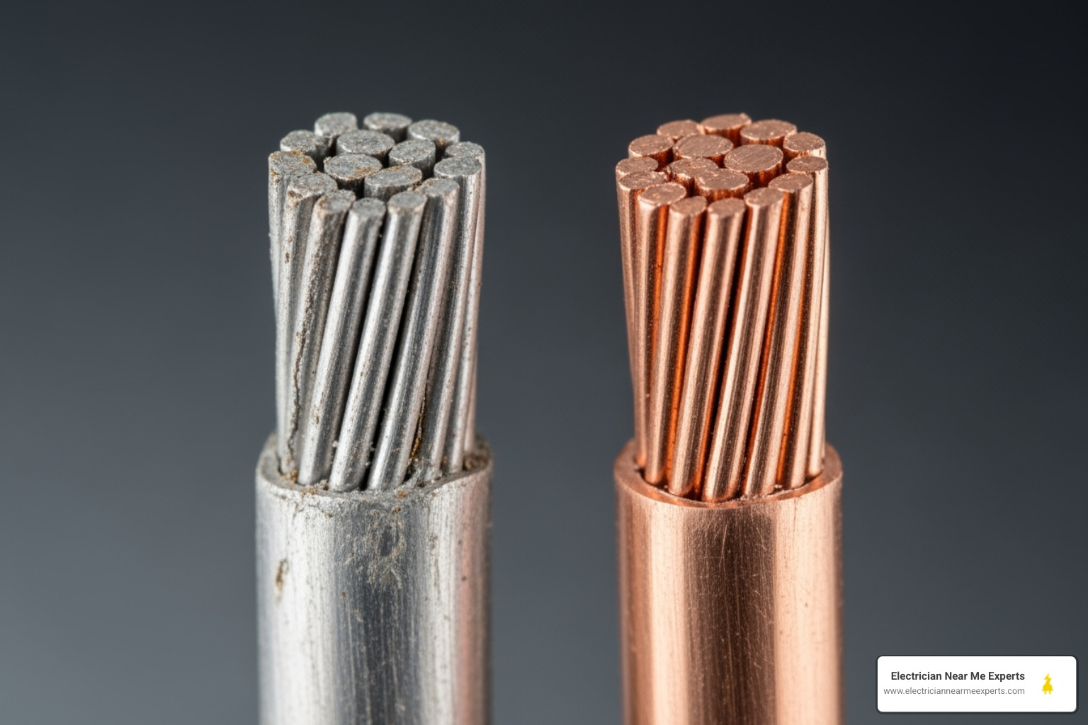 a side-by-side comparison of older aluminum wiring and modern copper wiring - wiring repair allen