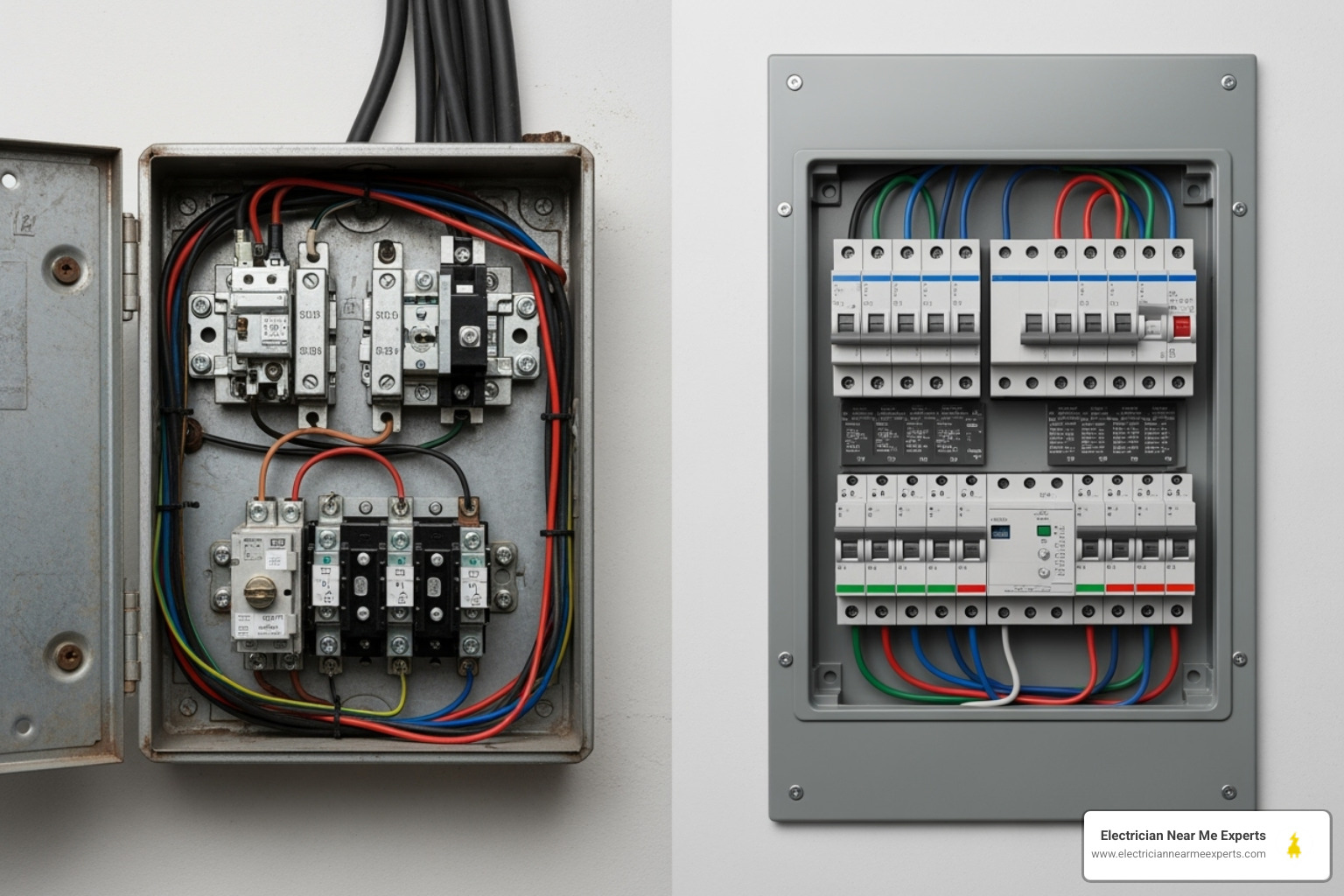 comparing an old fuse box to a new circuit breaker panel - electrical panel replacement mckinney comparing an old fuse box to a new circuit breaker panel - electrical panel replacement mckinney