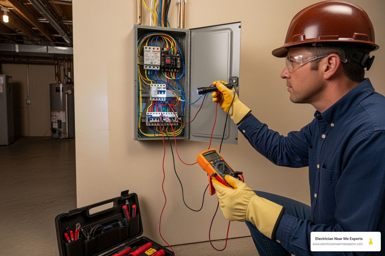 electrician reviewing electrical panel - electrical panel replacement mckinney electrician reviewing electrical panel - electrical panel replacement mckinney