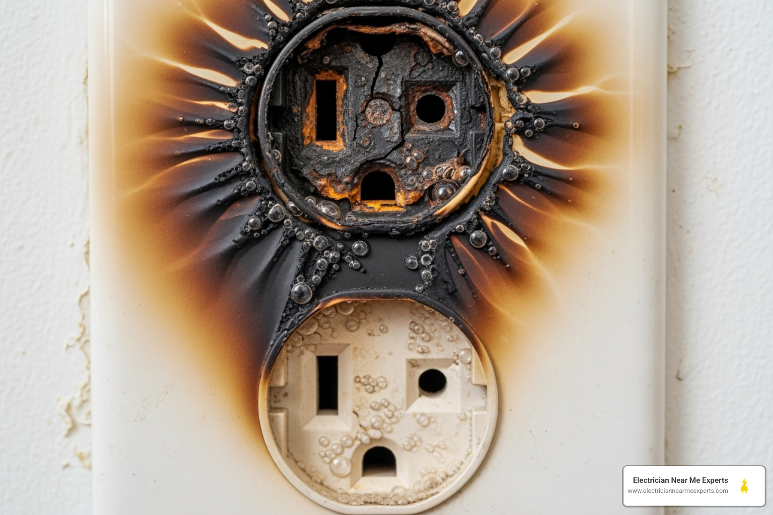 a discolored and burnt electrical outlet - wiring repair mckinney tx