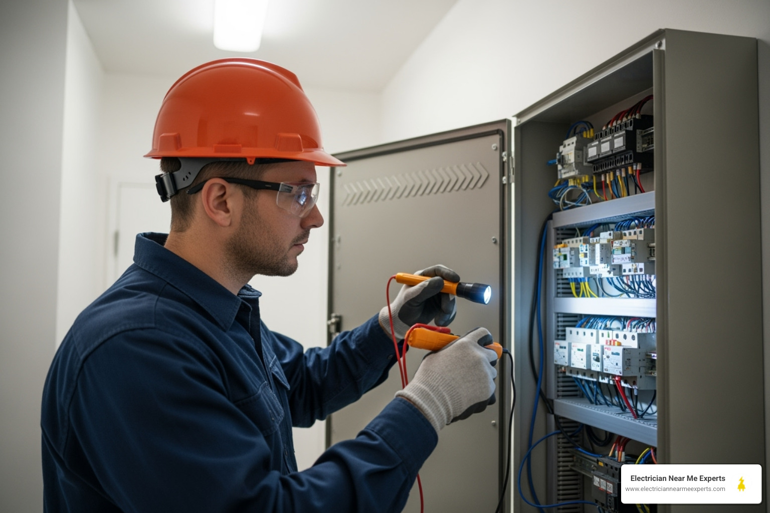 electrician inspecting an electrical panel - wiring repair plano electrician inspecting an electrical panel - wiring repair plano