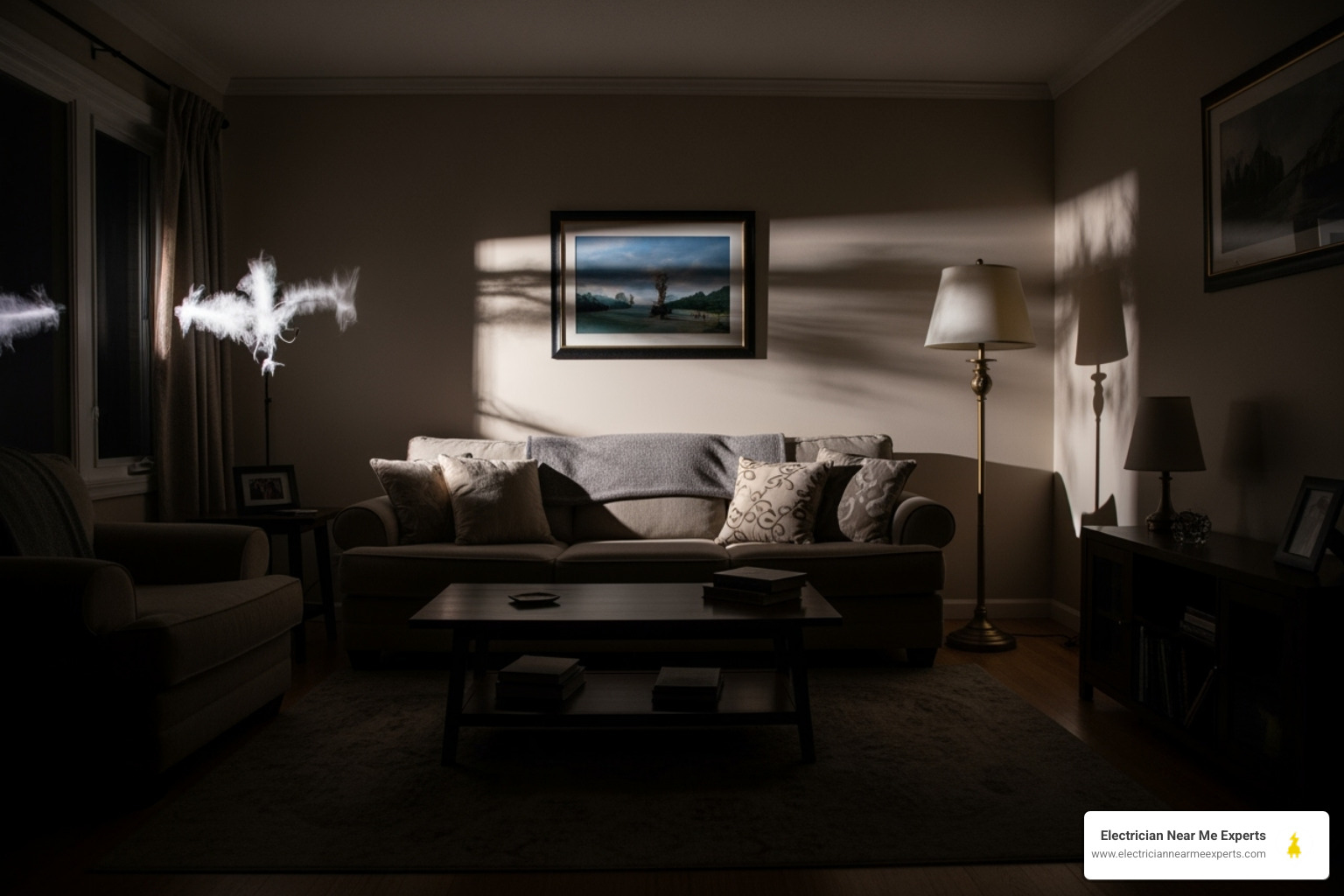 flickering lights in a home's living room - fuse box repair prosper