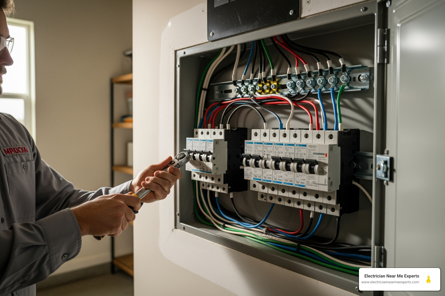 Infographic showing the top 5 signs you need an electrical panel upgrade: frequent breaker trips, flickering or dimming lights, burning smell or warm panel, outdated panel brands like Federal Pacific or Zinsco, and home age over 25 years with original electrical system - electrical panel change-out service in aubrey, tx