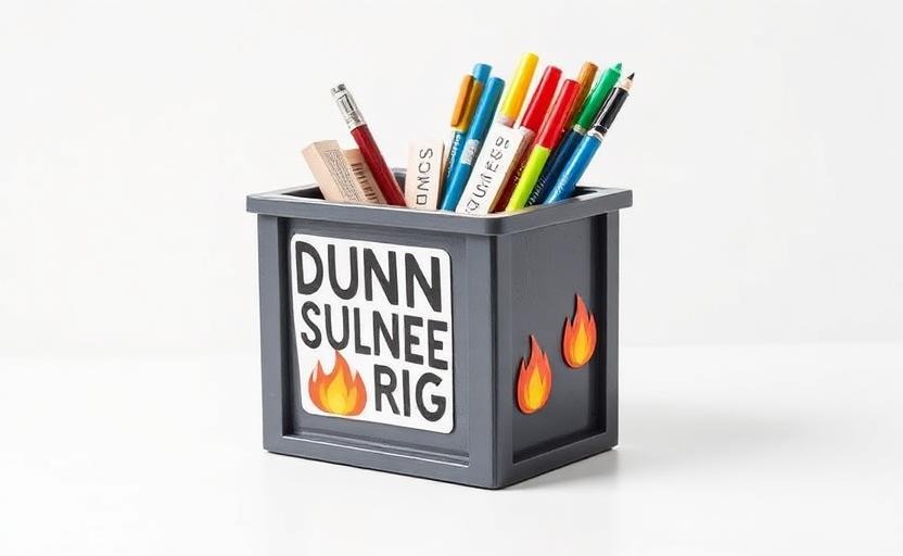 White Elephant gift idea - “Dumpster Fire” Desk Organizer