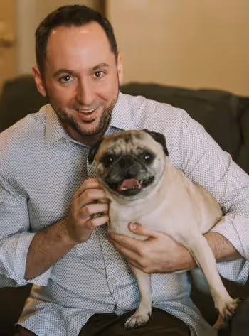 Happy guy with his dog