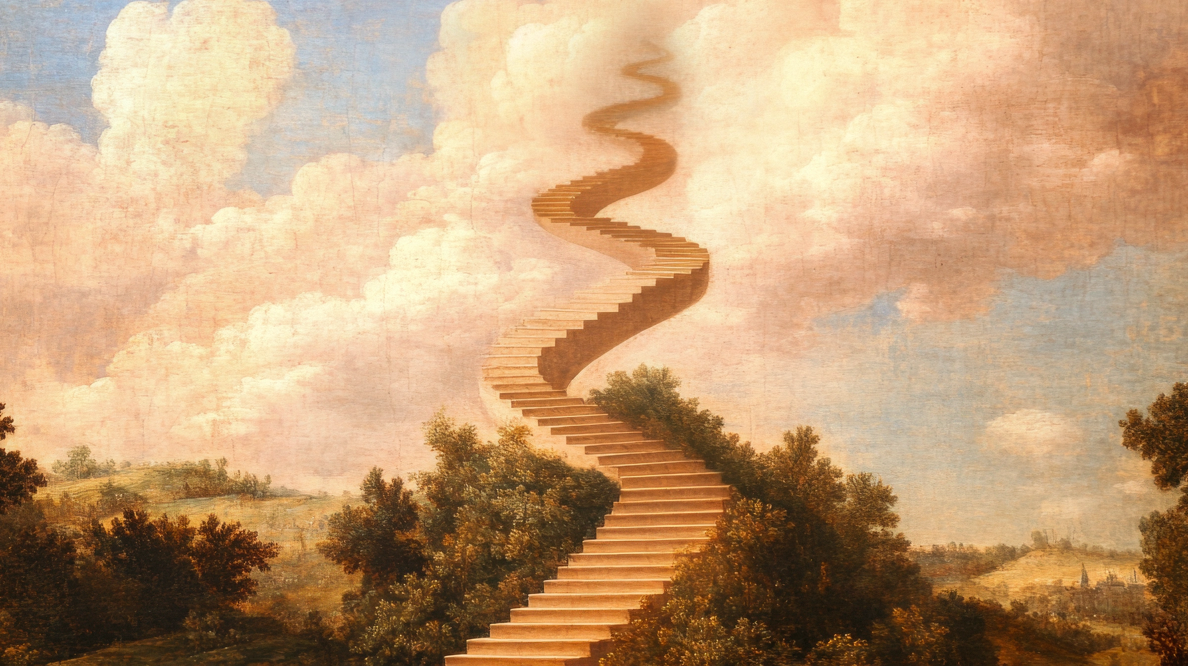 Staircase ascending to the clouds.