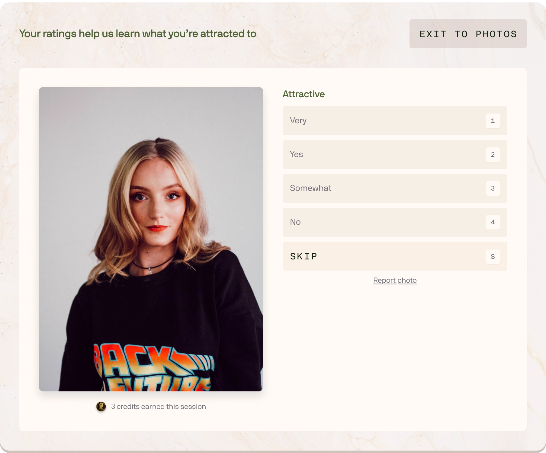 Demonstration of photo rating interface