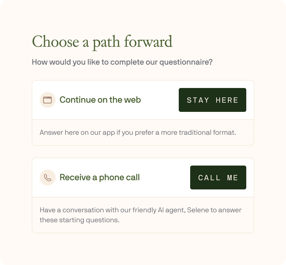Demonstration of interface to choose voice onboarding