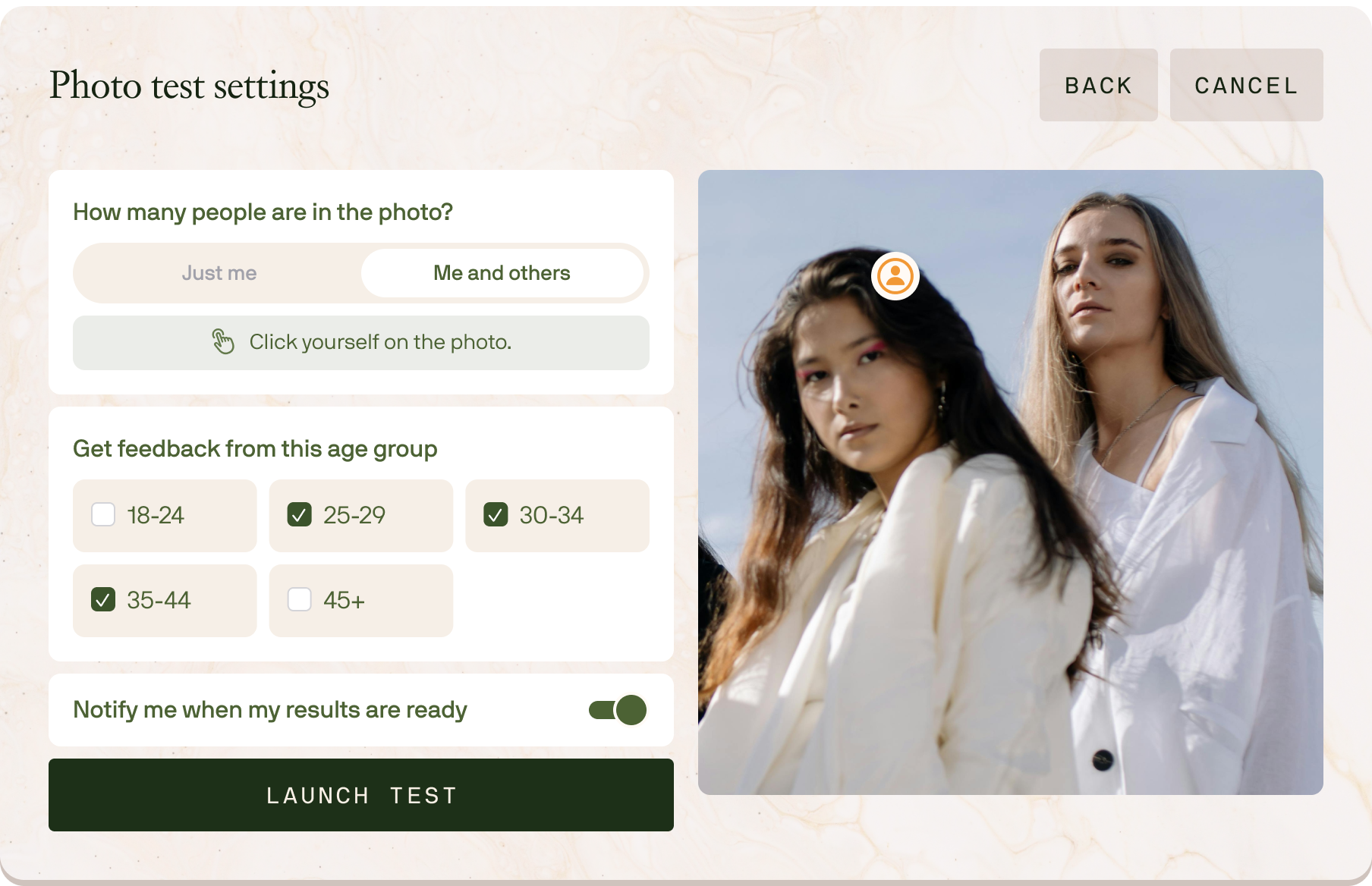 Demonstration of face tag