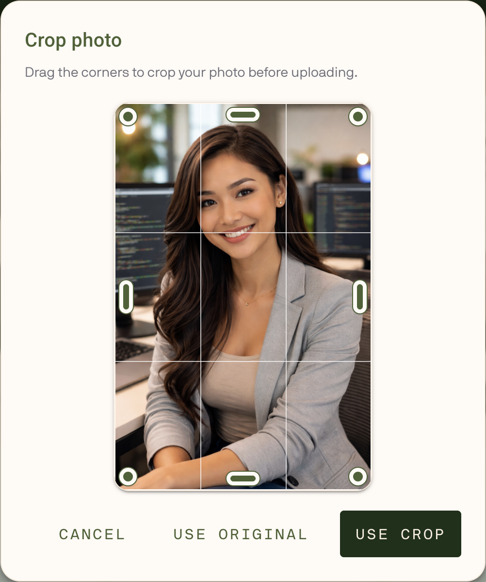 Demonstration of new photo crop feature