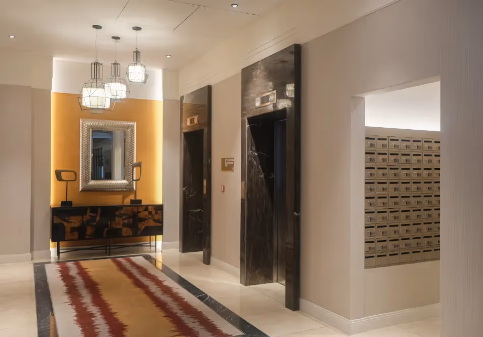 Lobby hallway with elegant lighting and modern design at Dusit Thani Residence Davao.