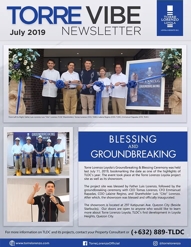 Newsletter page showing a ribbon-cutting ceremony and project announcement.