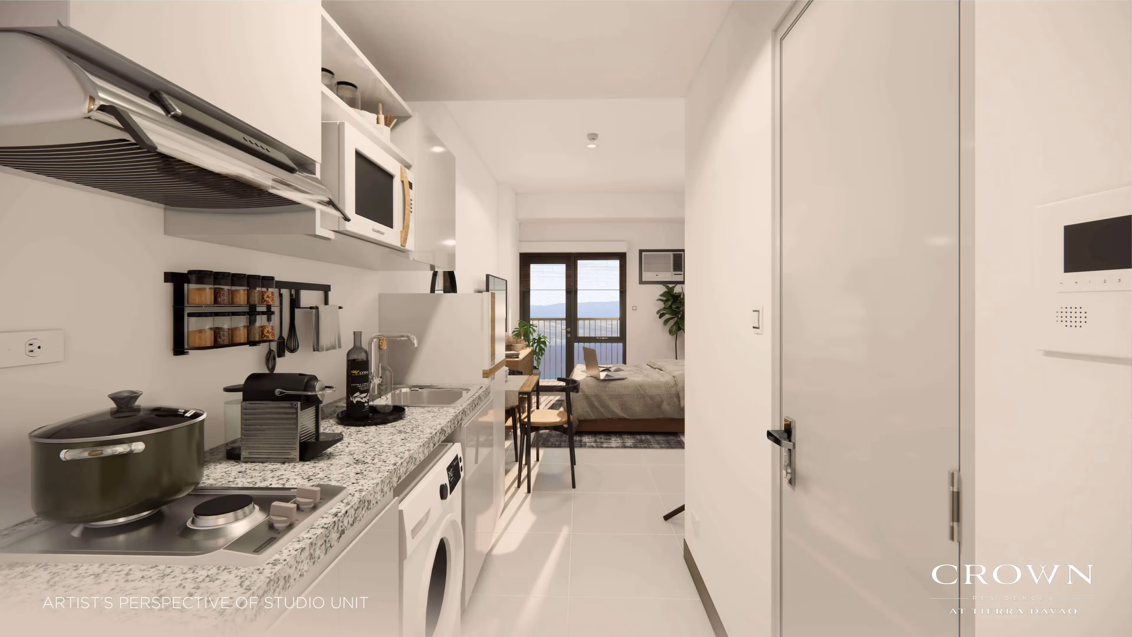 Crown Residences Artist's perspective of 1 BR unit living room