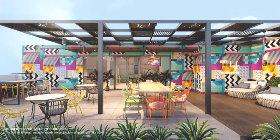 Artist’s perspective of lyf roof deck