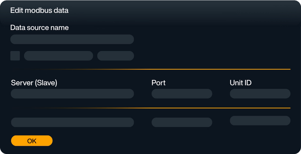 Modbus-Kommunikationsdiagramm mit vernetzten Steuergeräten und Sensoren