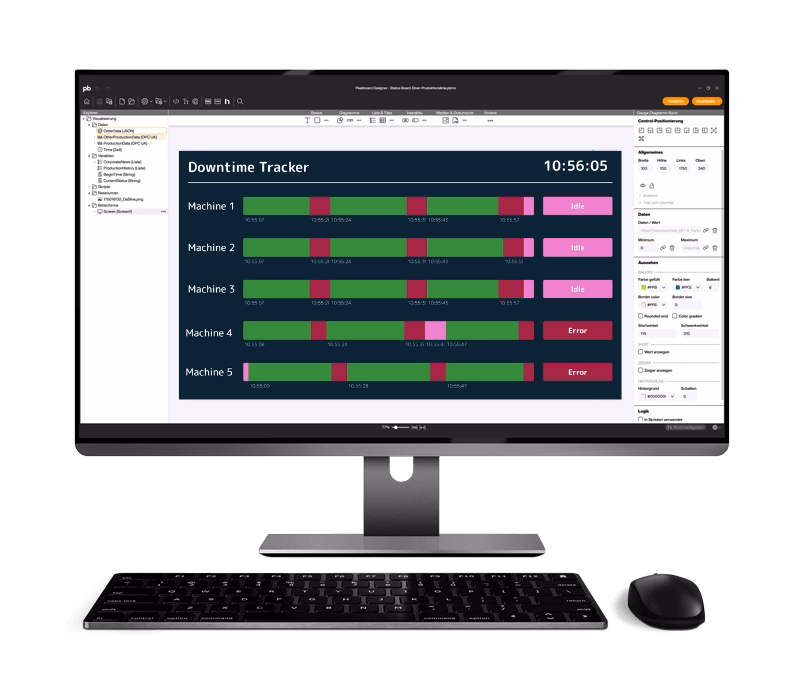 Downtime tracker dashboard displaying a timeline graph, incident markers, status badges and uptime percentage

Stylised illustration of a downtime-tracking app on a tablet with clock and alert icons and a download button