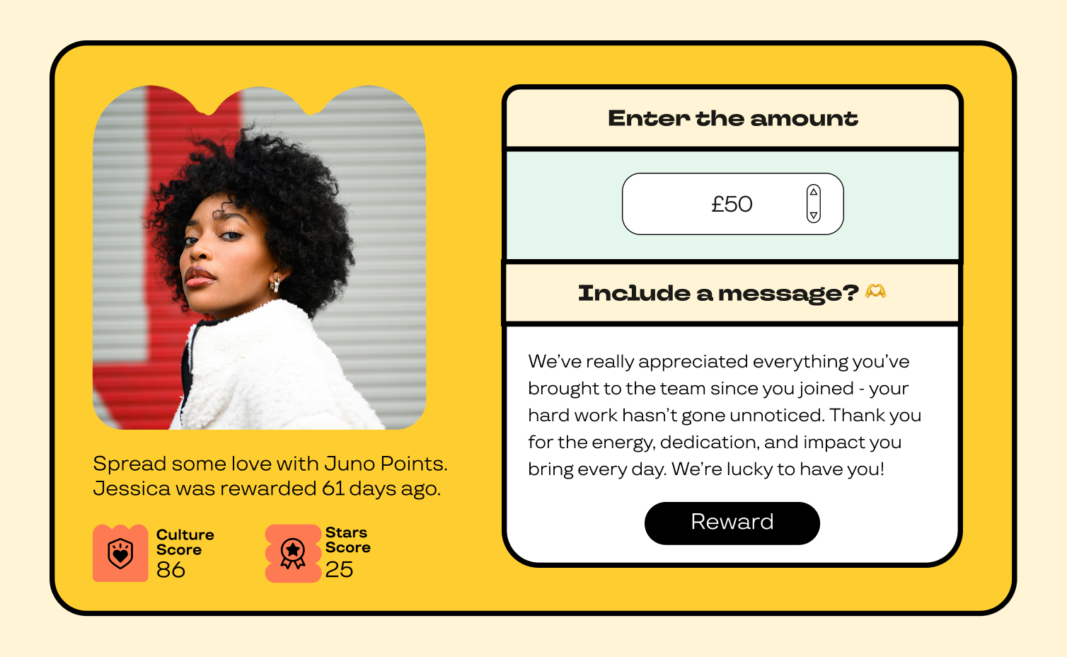 Employee rewards message