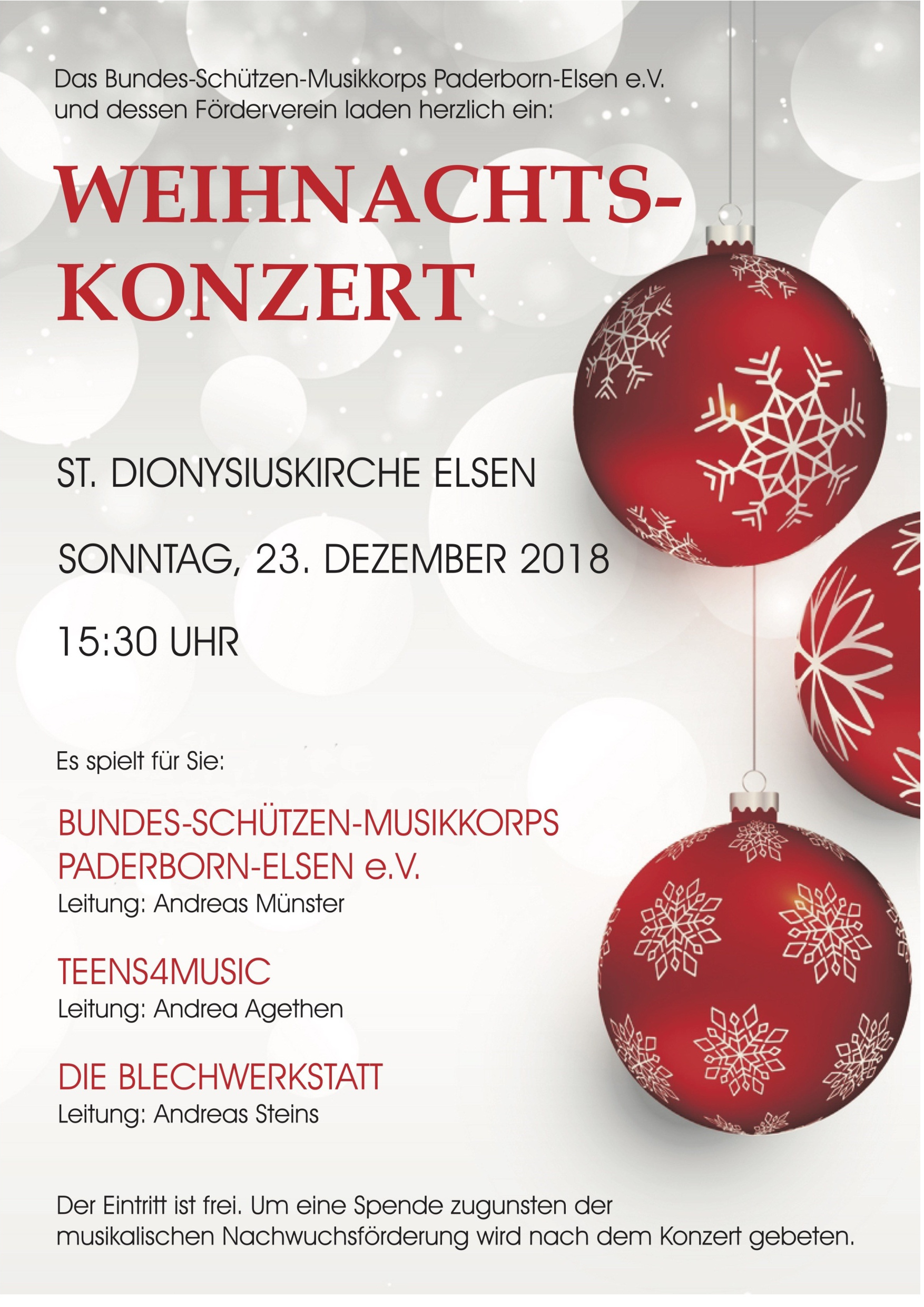 Ein Plakat zum Weihnachtskonzert 2018