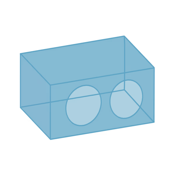 A blue delivery truck parked on the street with the back doors slightly open.