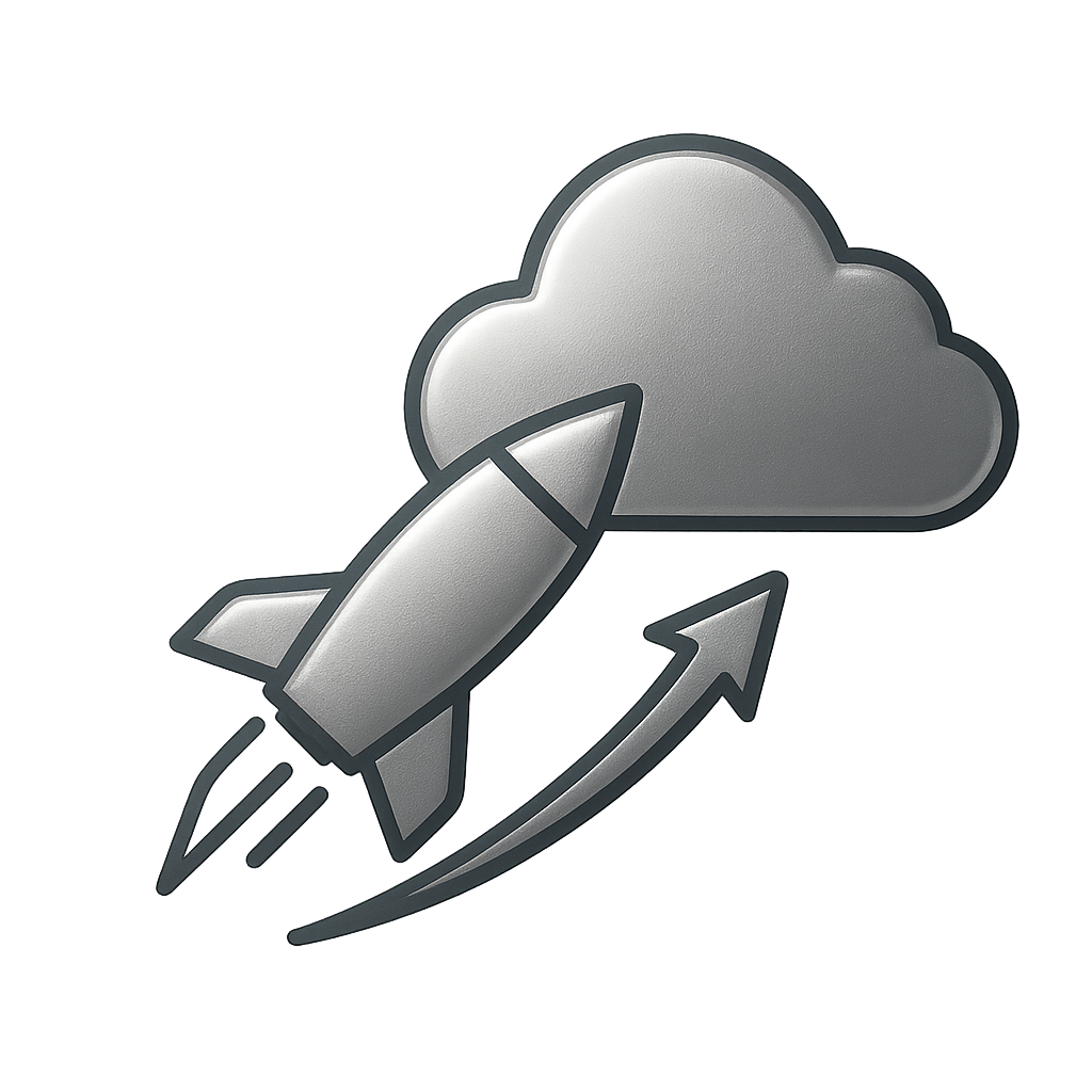 Rocket ship going to the cloud meaning fast deployment