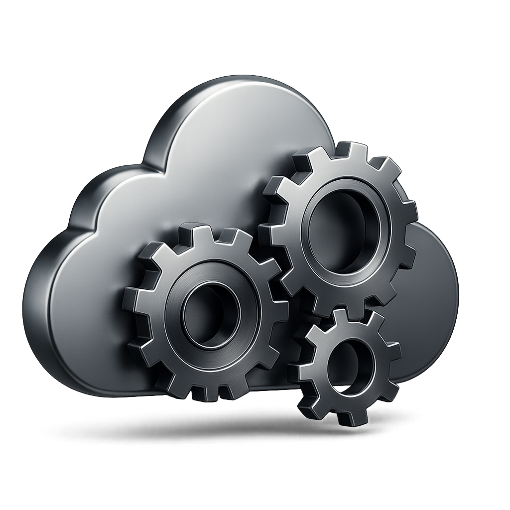 image of a cloud with gears symbolizing custom cloud systems built for you