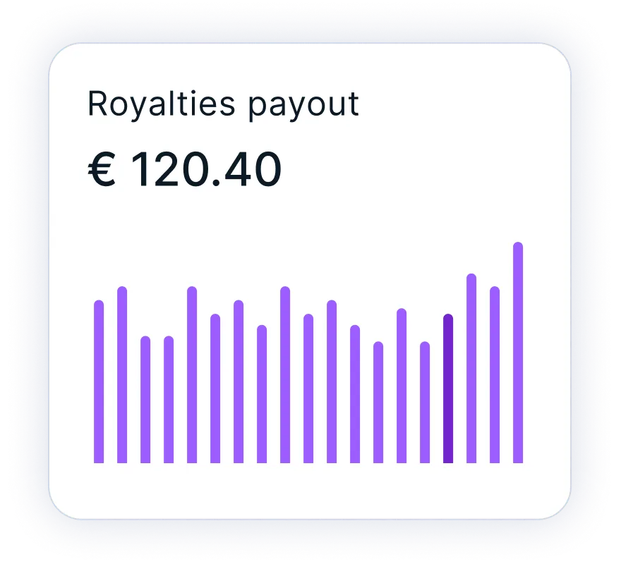 Decorative illustrative composition of a bar chart of royalties payout