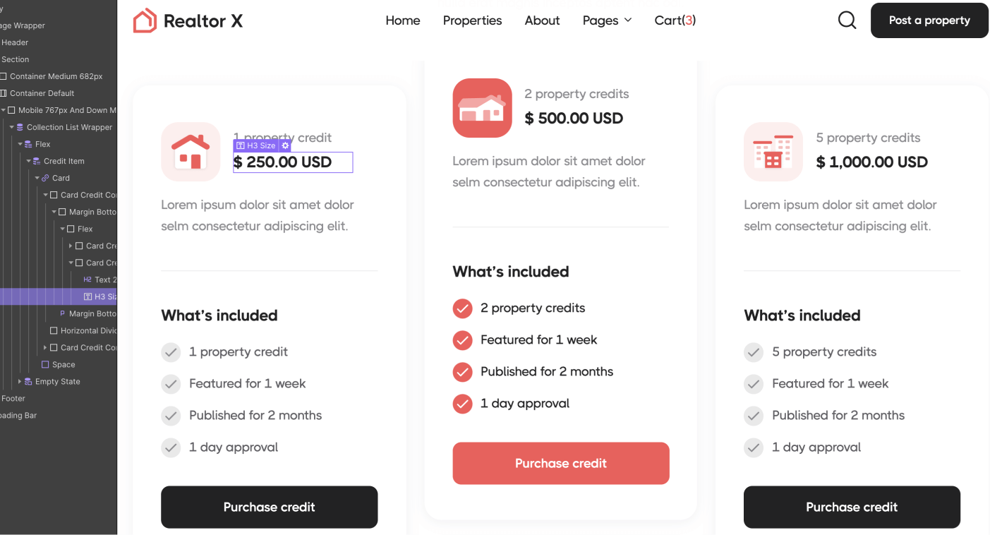 eCommerce Products - Realtor X Webflow Template