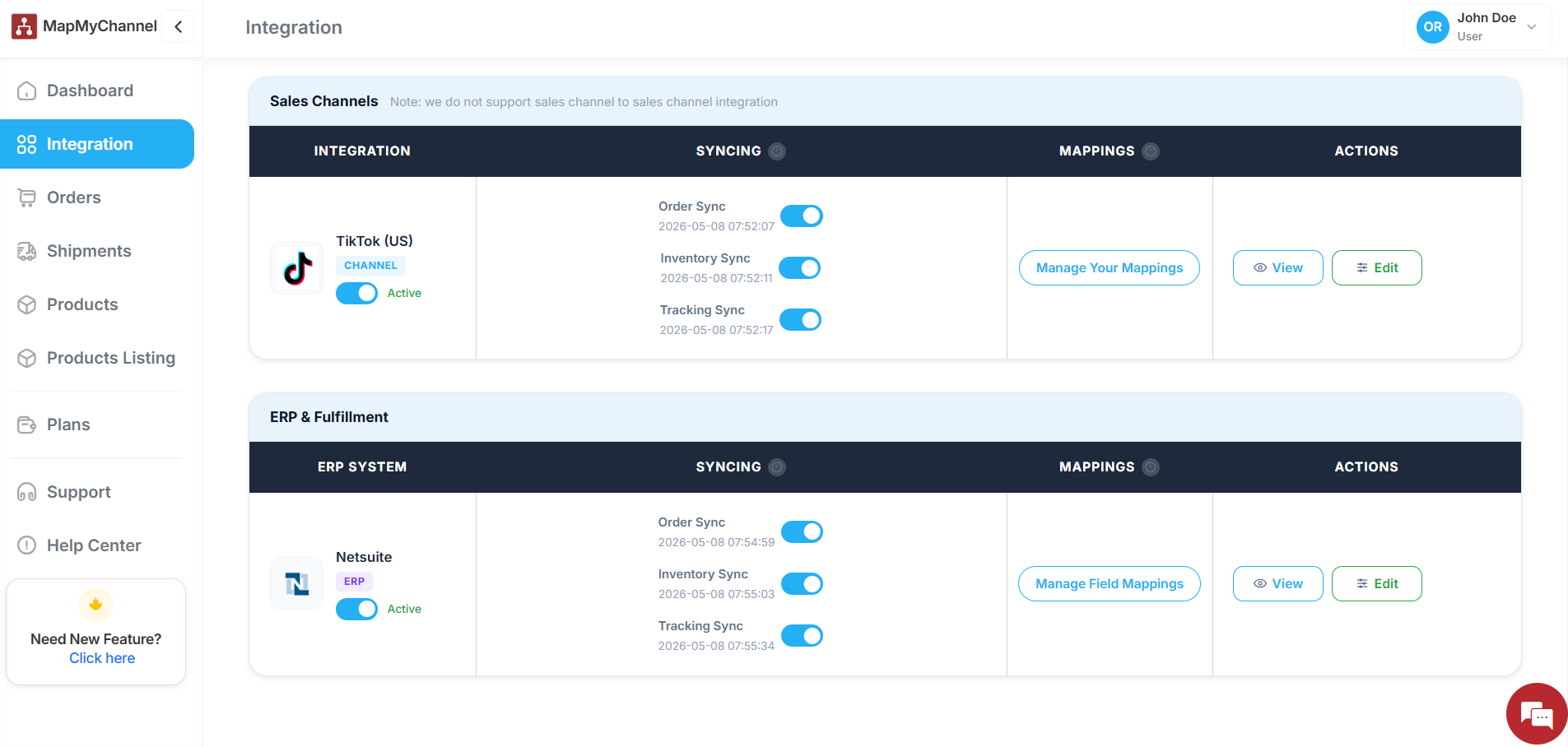 Configuration Setting in MapMyChannel dashboard