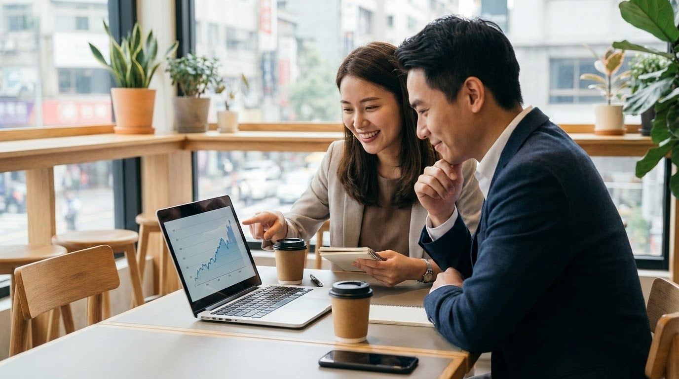 ภาพประกอบแสดงนักพัฒนากำลังทำงานบนคอมพิวเตอร์ พร้อมกับกราฟที่แสดงการเพิ่มประสิทธิภาพเว็บไซต์