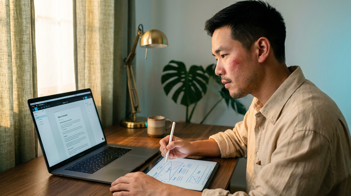 รับทำ webflow · sketching UI workflow บน iPad