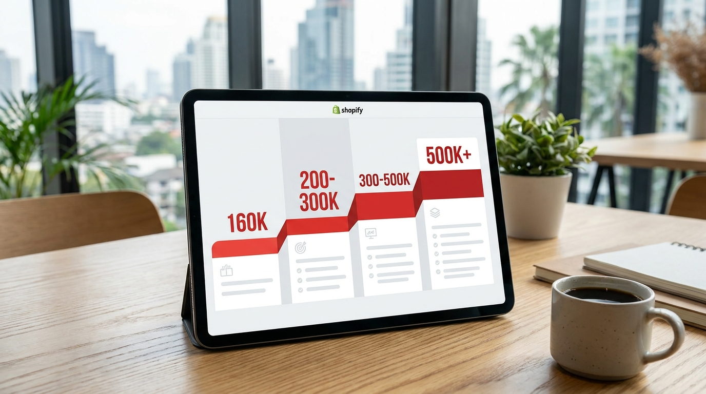 ตารางราคา Shopify 4 tier Starter Standard Pro Plus Vision X Brain rate card 2026
