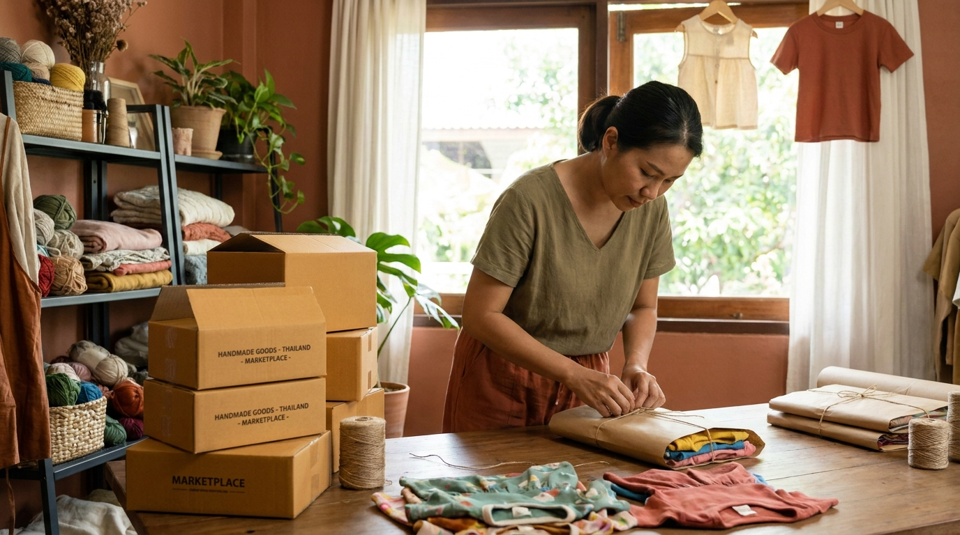 shopify ราคา คนขายของออนไลน์แพ็คพัสดุชุดเด็กในสตูดิโอ